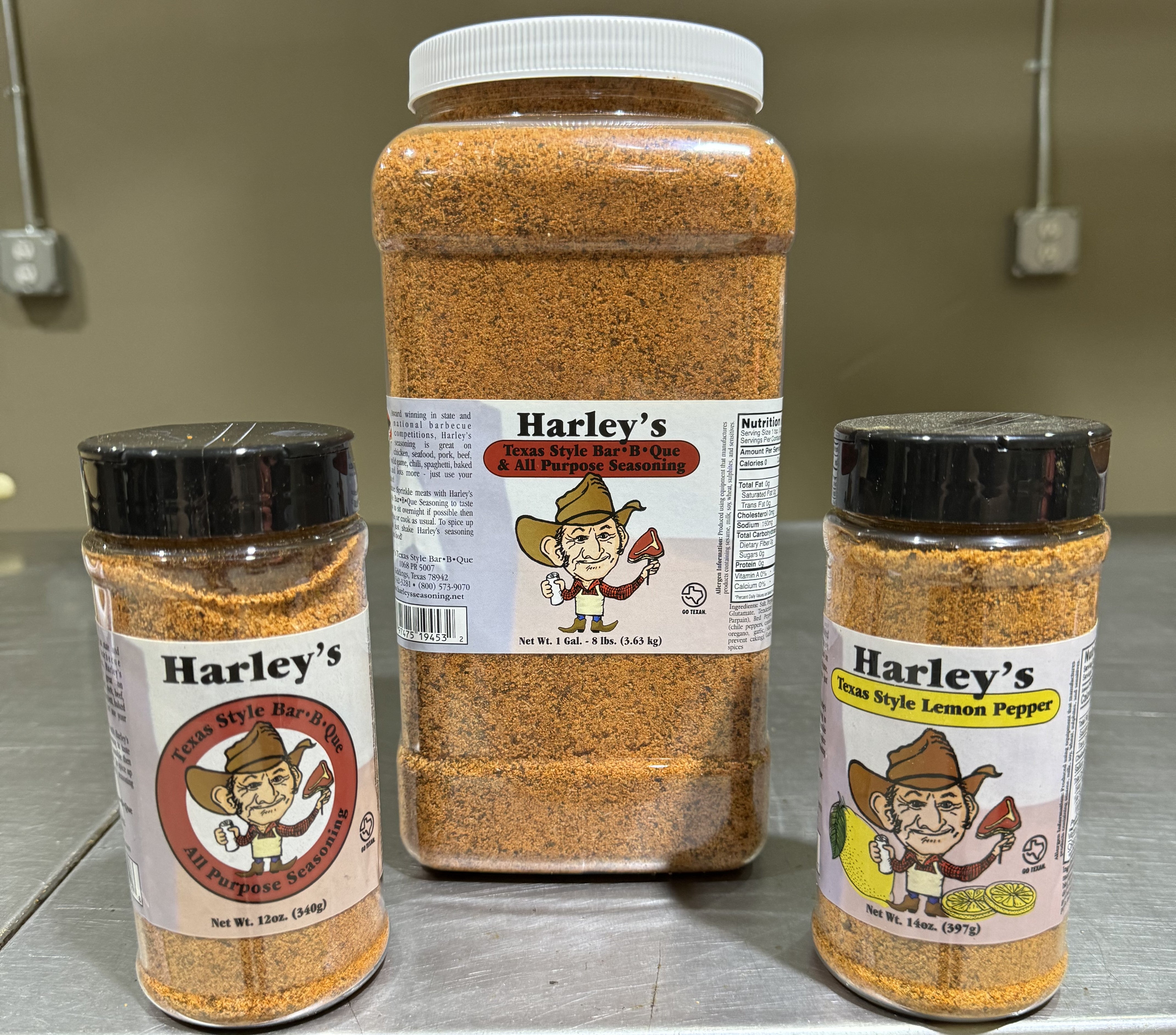 Regular Seasoning Gallon and 2 14oz Bundle Regular – Harley's Texas Style BBQ Seasoning